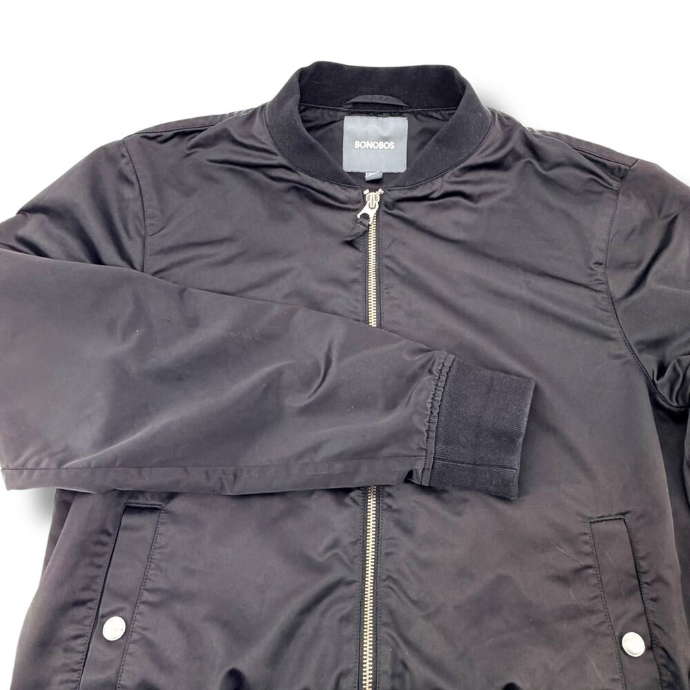 Bonobos Black Bomber Jacket Men's M Sleek Minimalist Streetwear